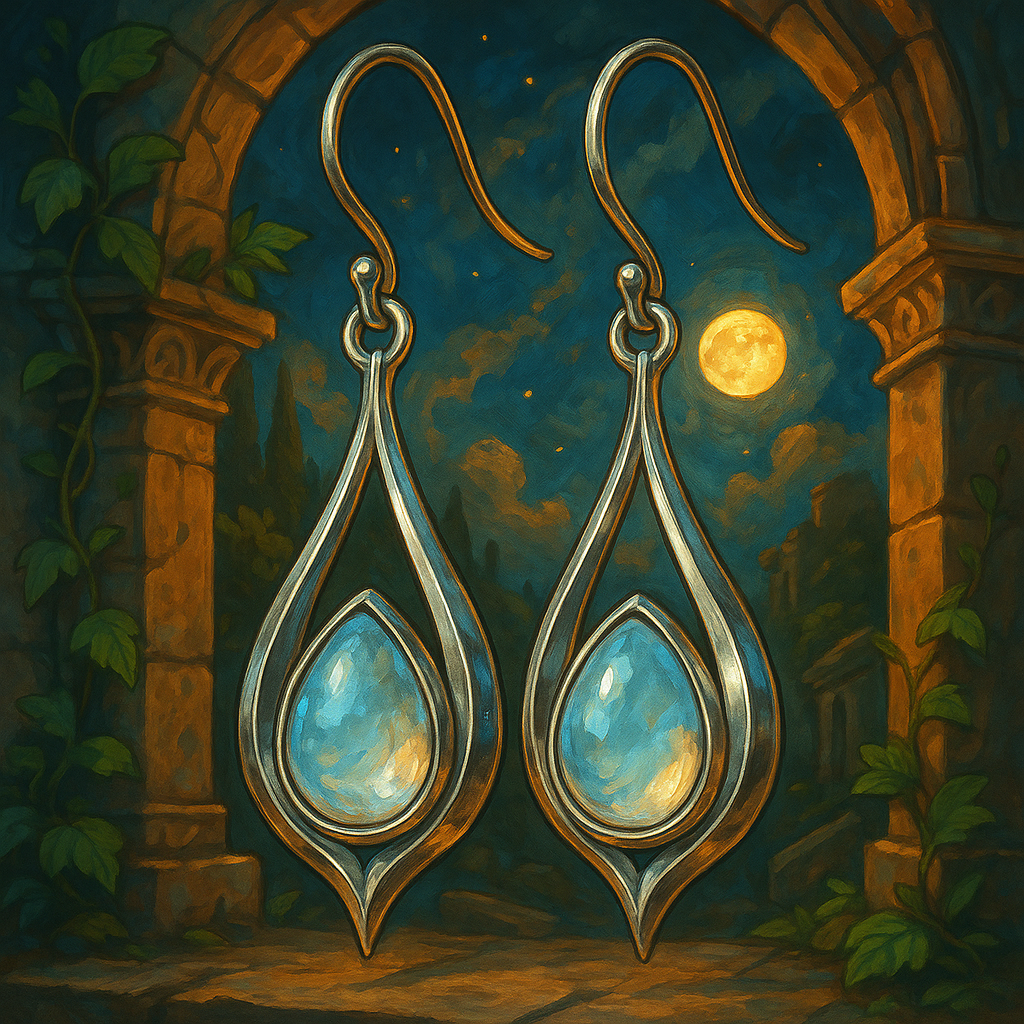 Illustration de Boucles d'oreilles "Larmes de la lune" - Boucles d'oreilles